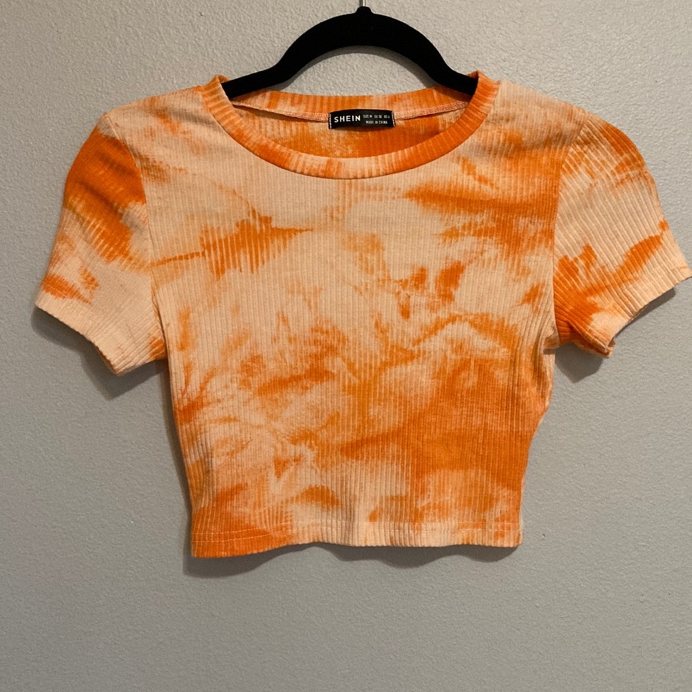 shein orange tie dye crop top
